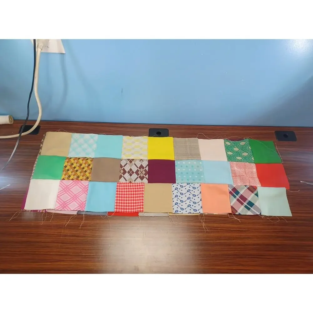 Vintage Patches Lot Of 54 Quilting Colorful 1970's - 80's Patchwork Scrap Quilt